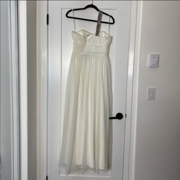 Bedo Noir Ivory Beaded One Strap Flowy Maxi Dress - Picture 2 of 6